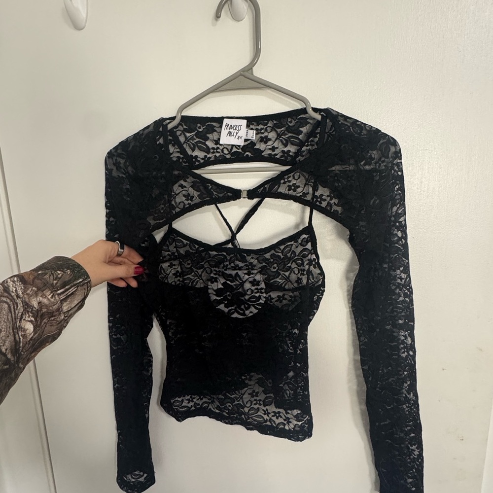 Princess Polly Black Lace Cutout Blouse